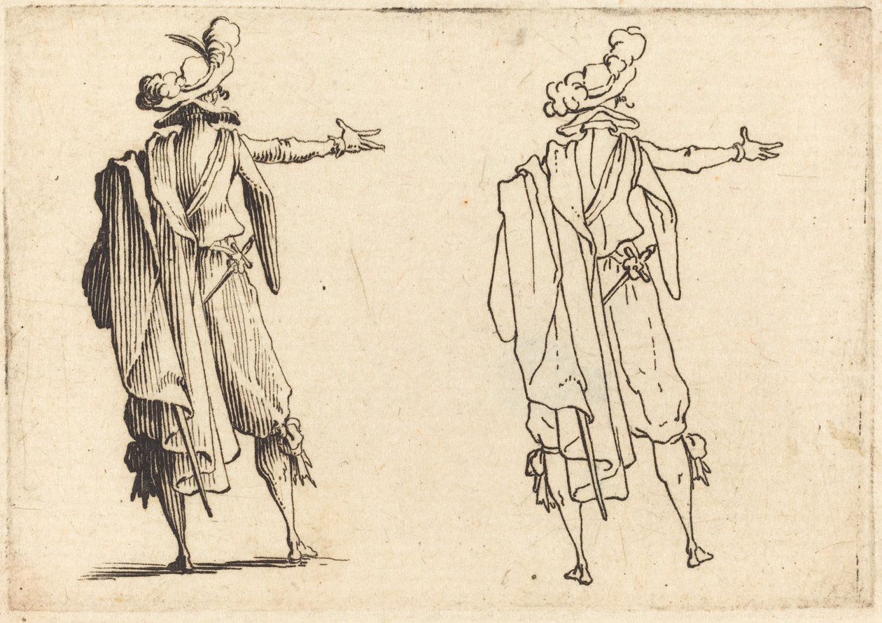 Muž viděný zezadu s nataženou pravou paží od Jacques Callot