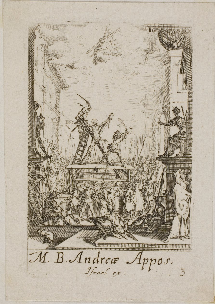 Umučení svatého Ondřeje, třetí deska z Mučednictví apoštolů od Jacques Callot
