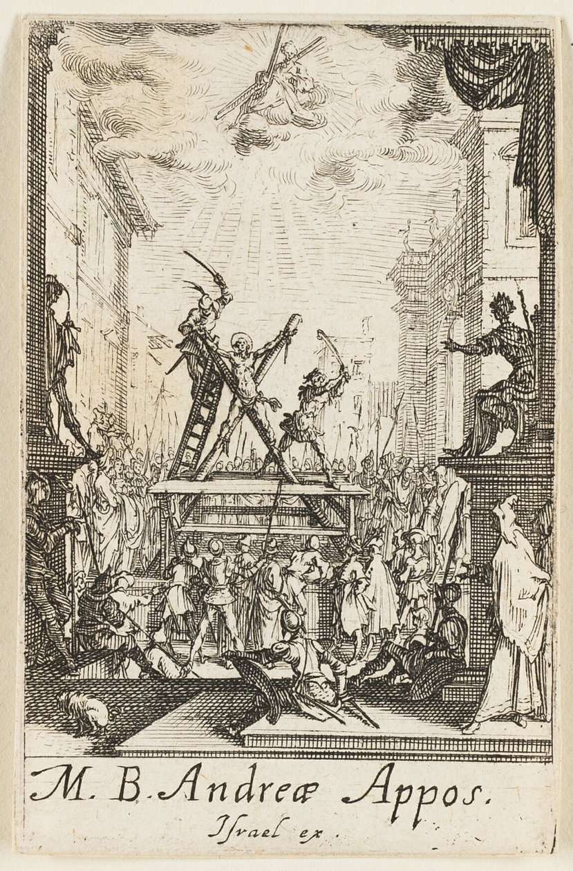 Umučení svatého Ondřeje, třetí deska z Mučednictví apoštolů od Jacques Callot