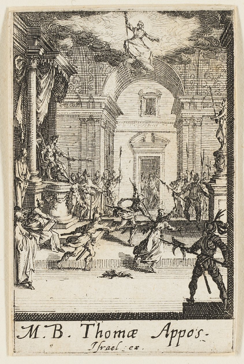 Mučednictví svatého Tomáše, šestá deska z Mučednictví apoštolů od Jacques Callot