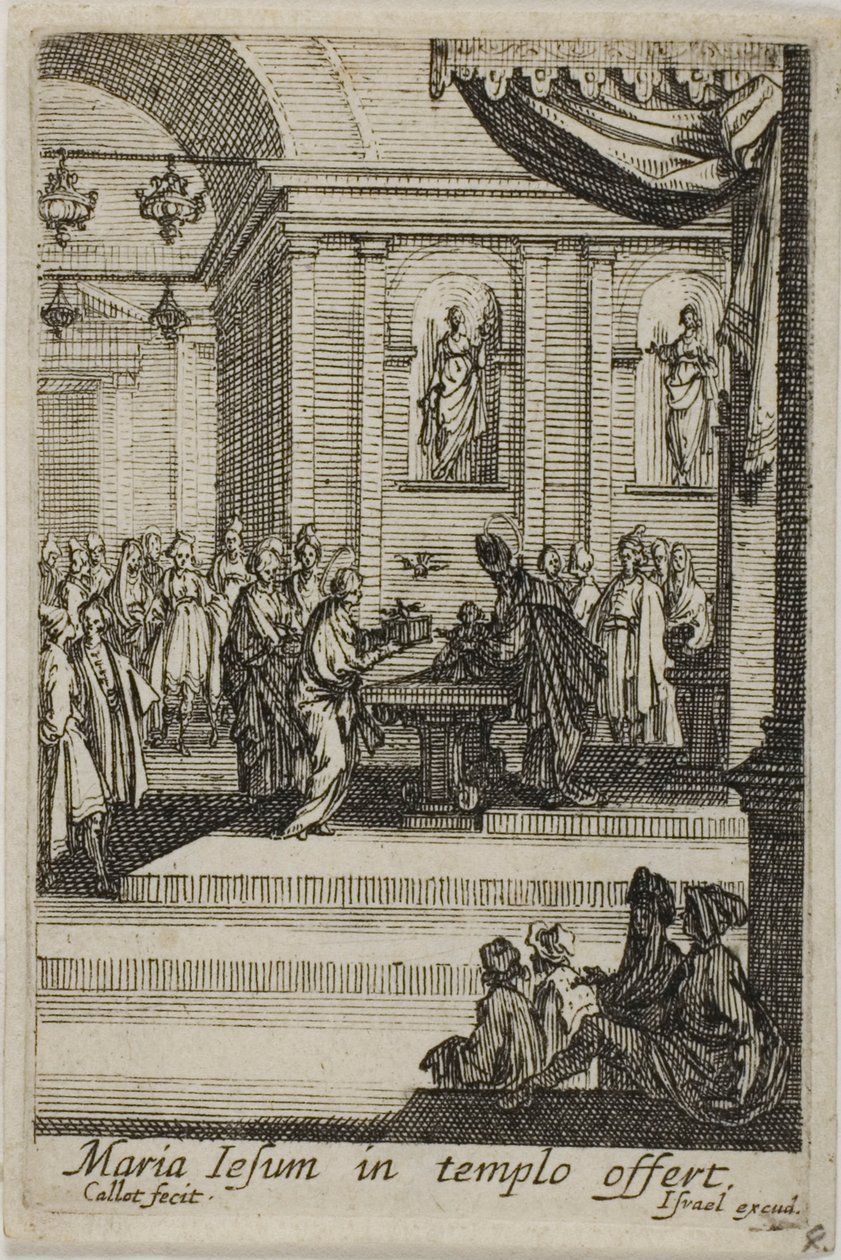 Marie představuje Krista v chrámu, ze Života Panny Marie od Jacques Callot