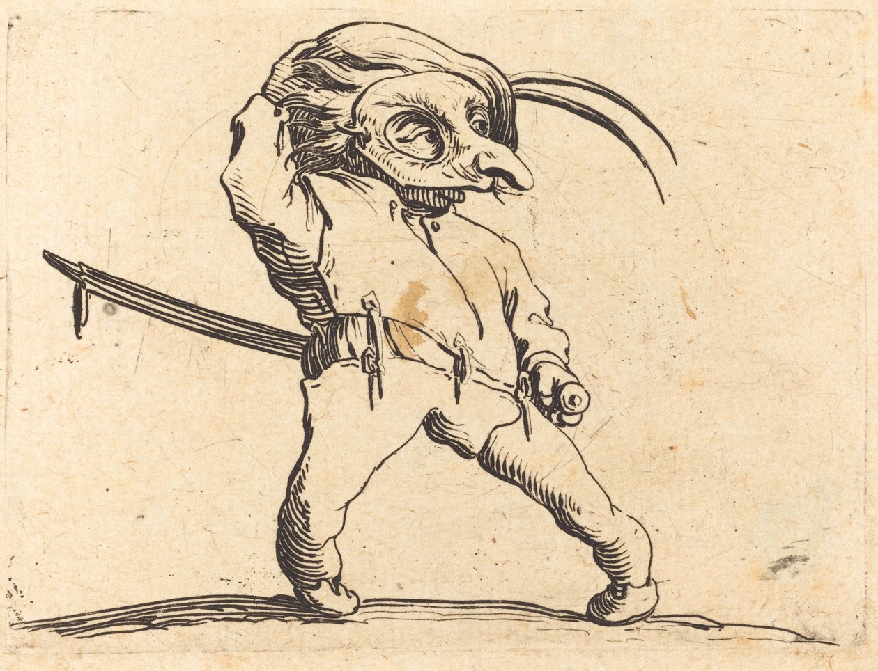 Maskovaný muž se zkroucenýma nohama od Jacques Callot