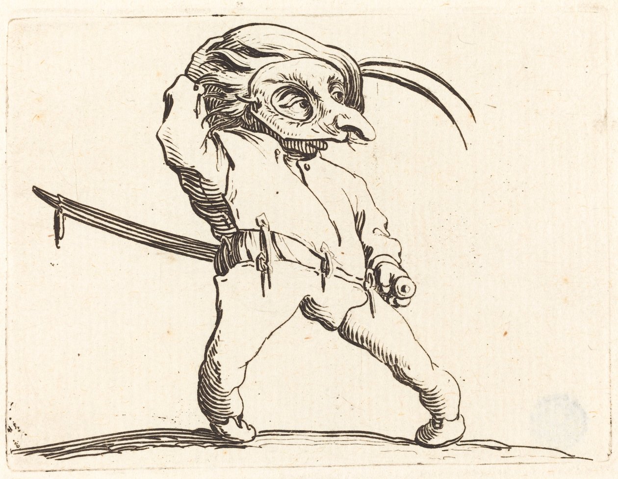 Maskovaný muž se zkroucenýma nohama, c. 1622. od Jacques Callot