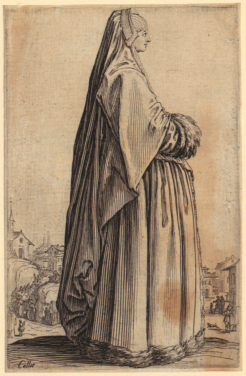 Maskovaný komediant, list 20 ze série „Trpaslíci“ od Jacques Callot