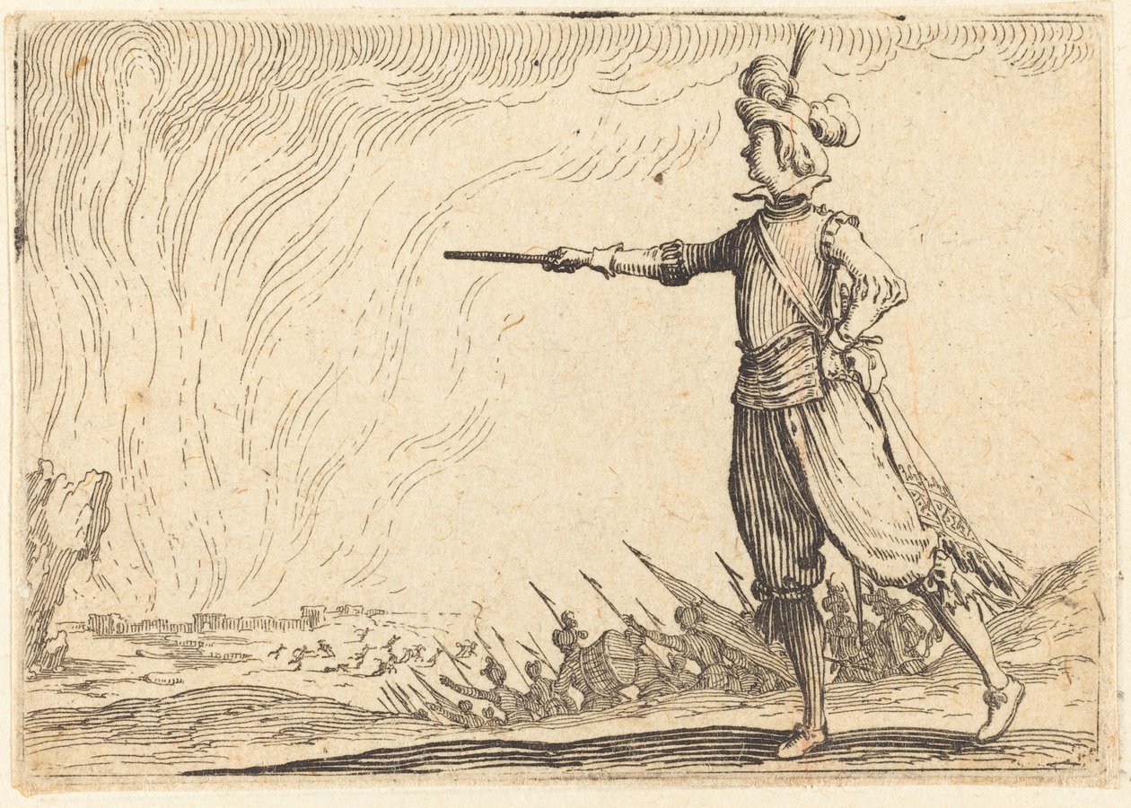 Pěší vojenský velitel od Jacques Callot