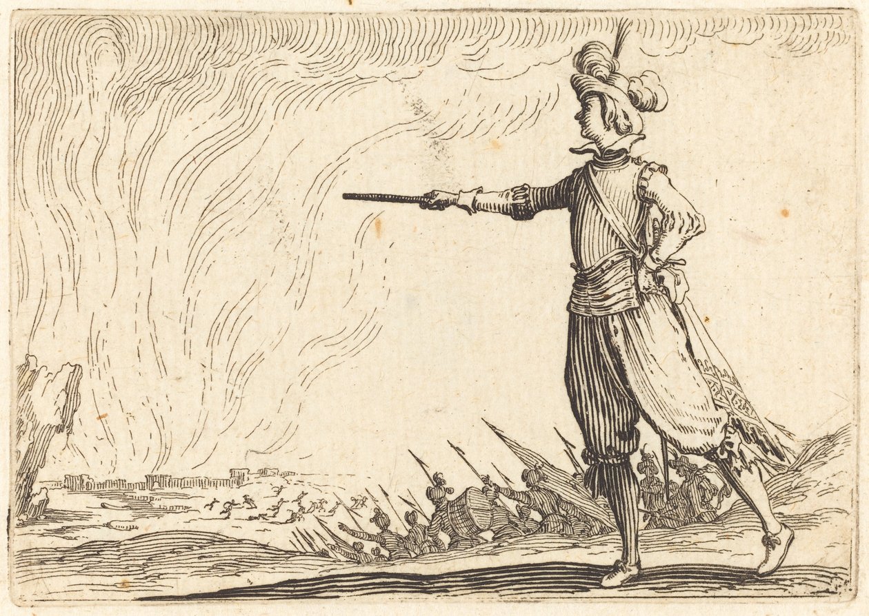Pěší vojenský velitel od Jacques Callot