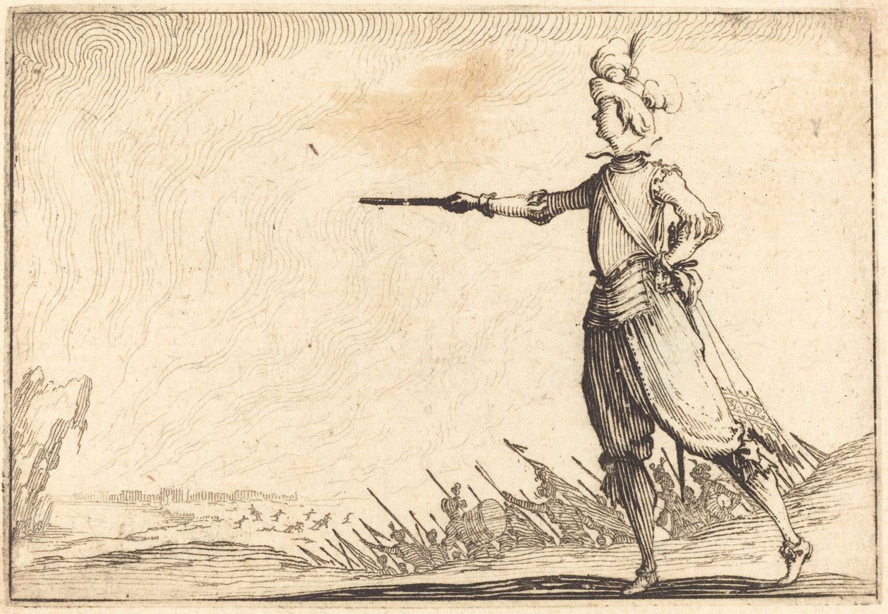 Pěší vojenský velitel od Jacques Callot