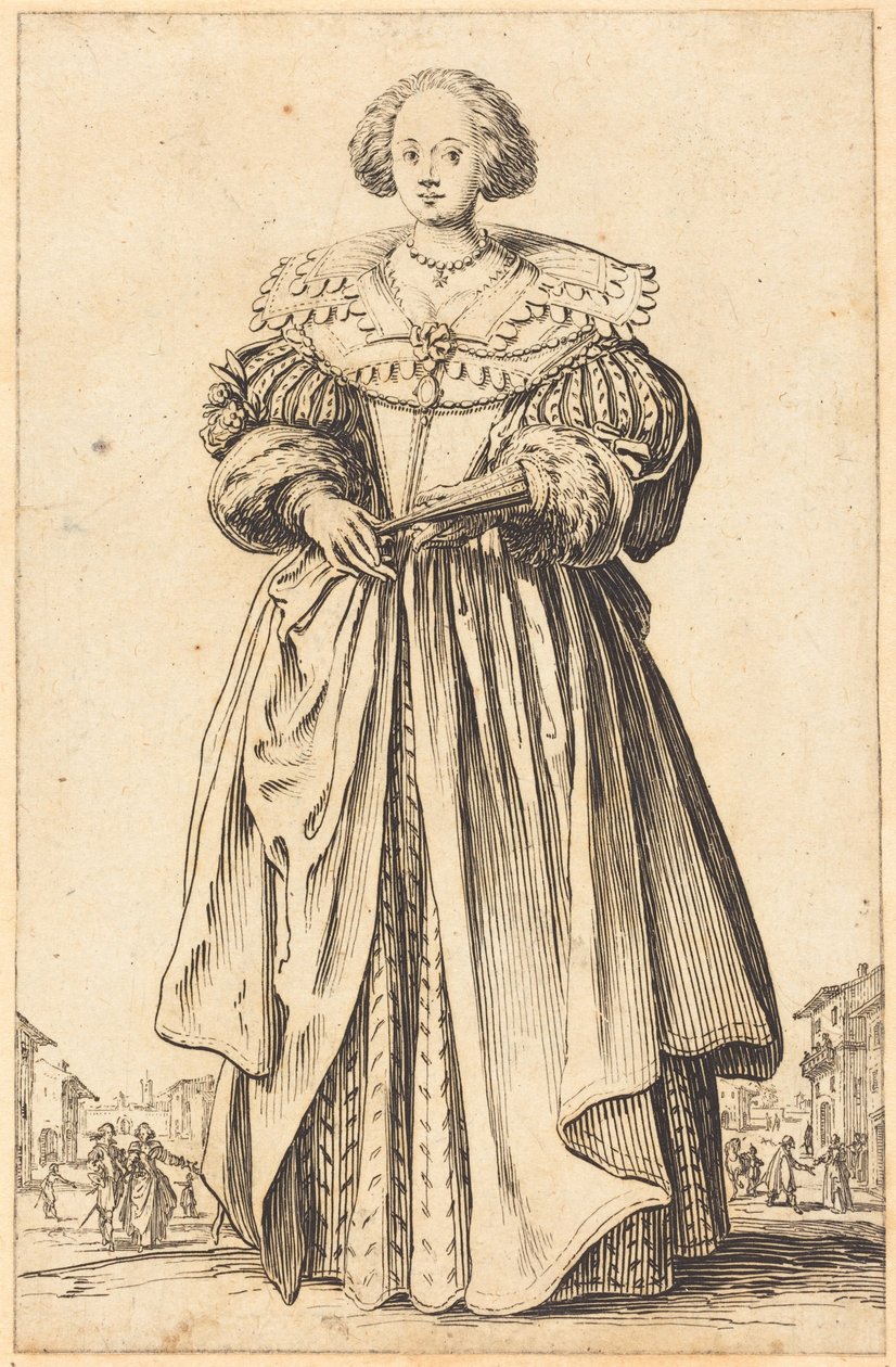 Šlechtická dáma s vějířem od Jacques Callot