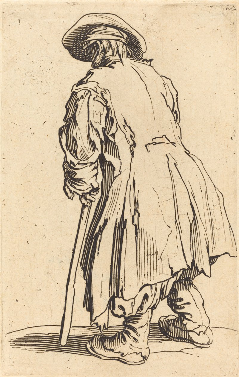 Starý žebrák s jednou berlou od Jacques Callot