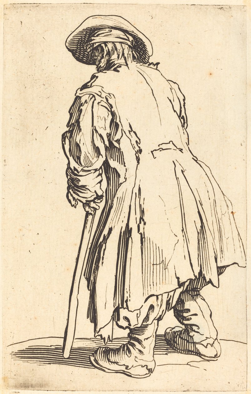 Starý žebrák s jednou berlou od Jacques Callot