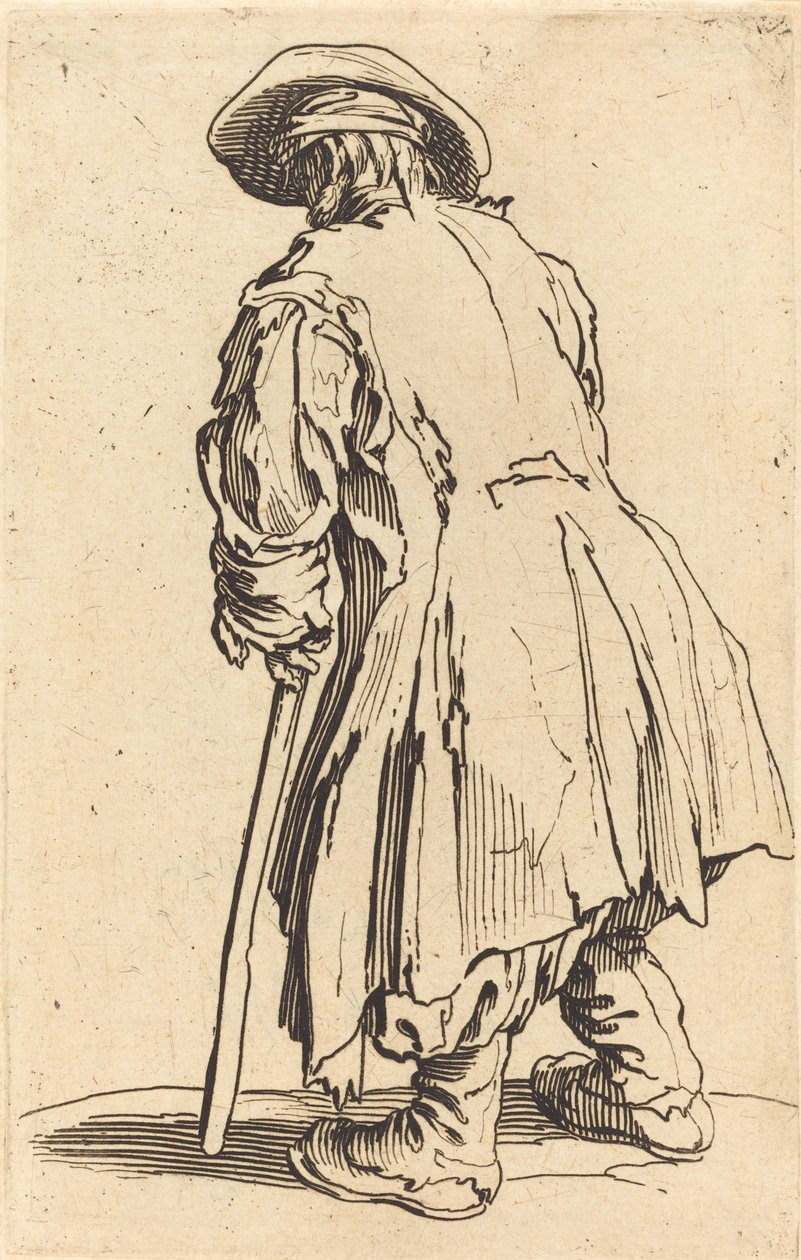Starý žebrák s jednou berlou, kolem 1622 od Jacques Callot