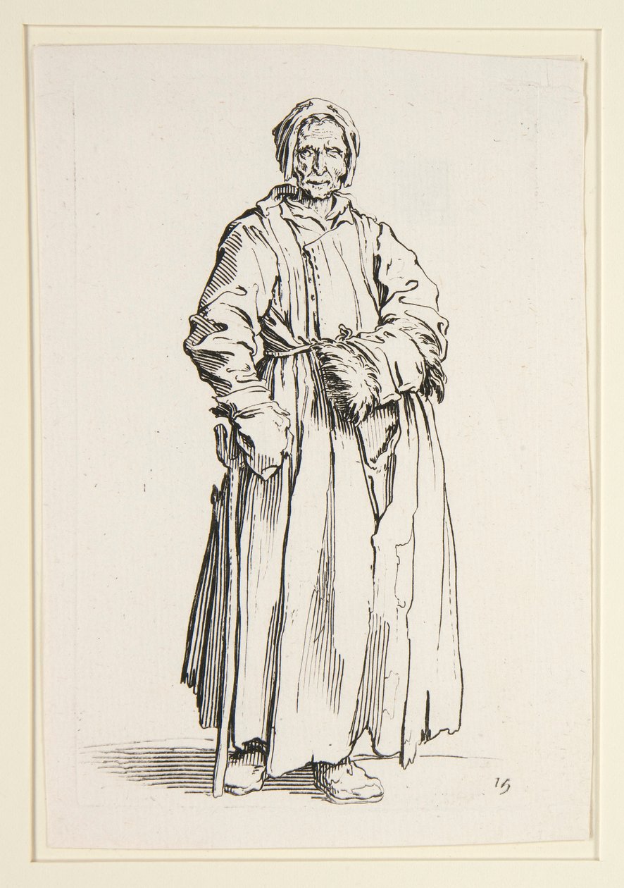 Jednooká žena, z The Beggars (La Borgnesse) od Jacques Callot