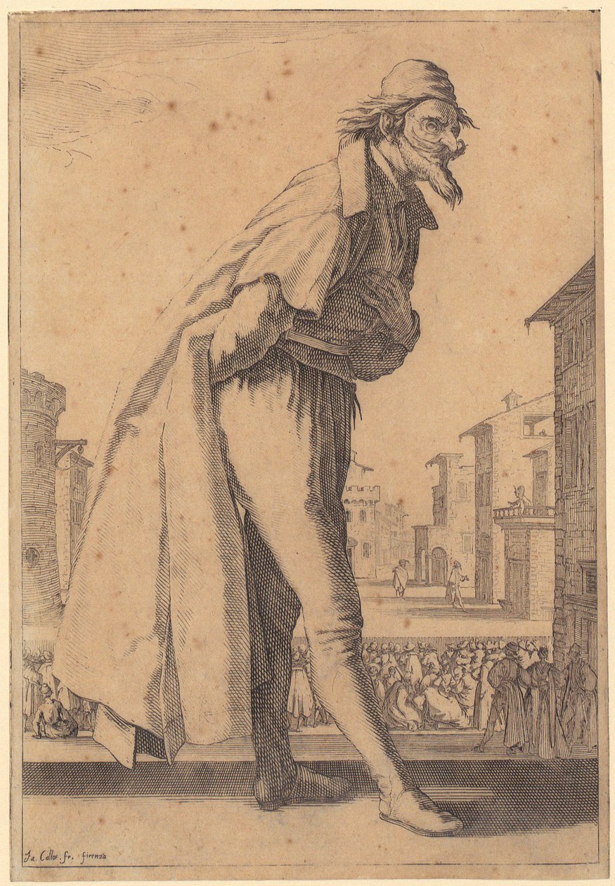 Pantalone, list 1 ze série „Tři Pantaloni“ od Jacques Callot