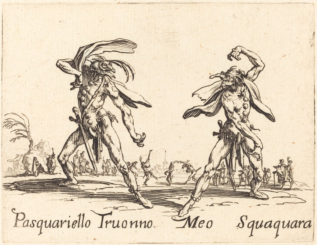 Pasquariello Truonno a Meo Squaquara, c. 1622. od Jacques Callot
