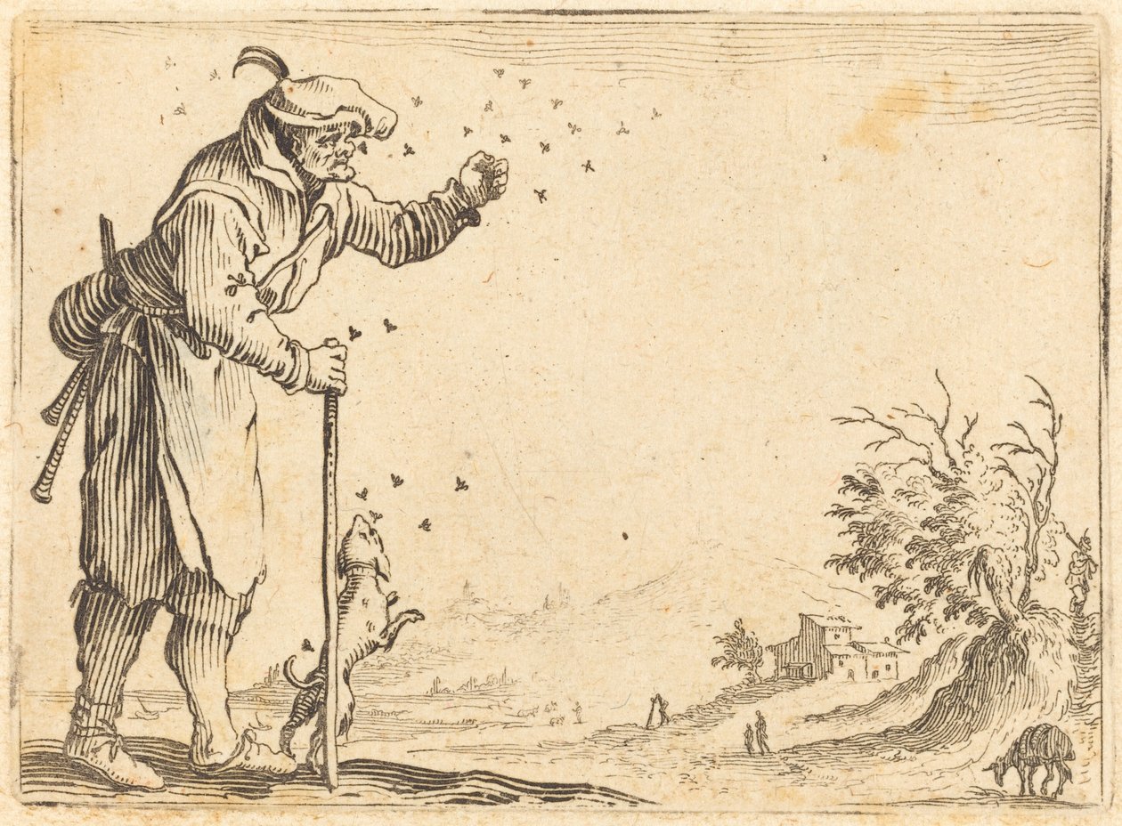 Rolník napaden včelami od Jacques Callot