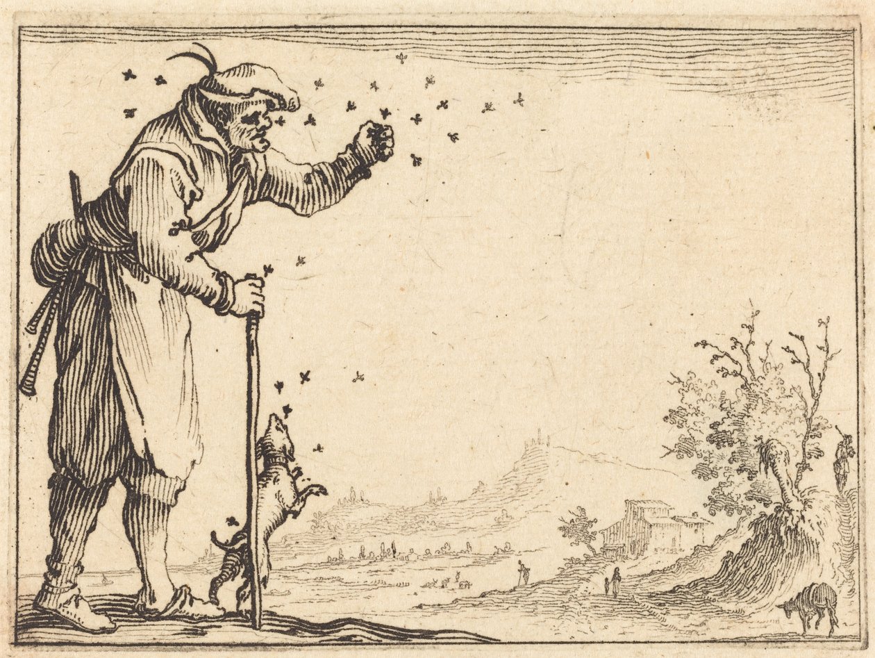 Rolník napadený včelami od Jacques Callot