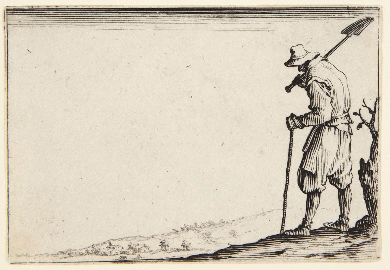 Rolník nesoucí rýč na rameni od Jacques Callot