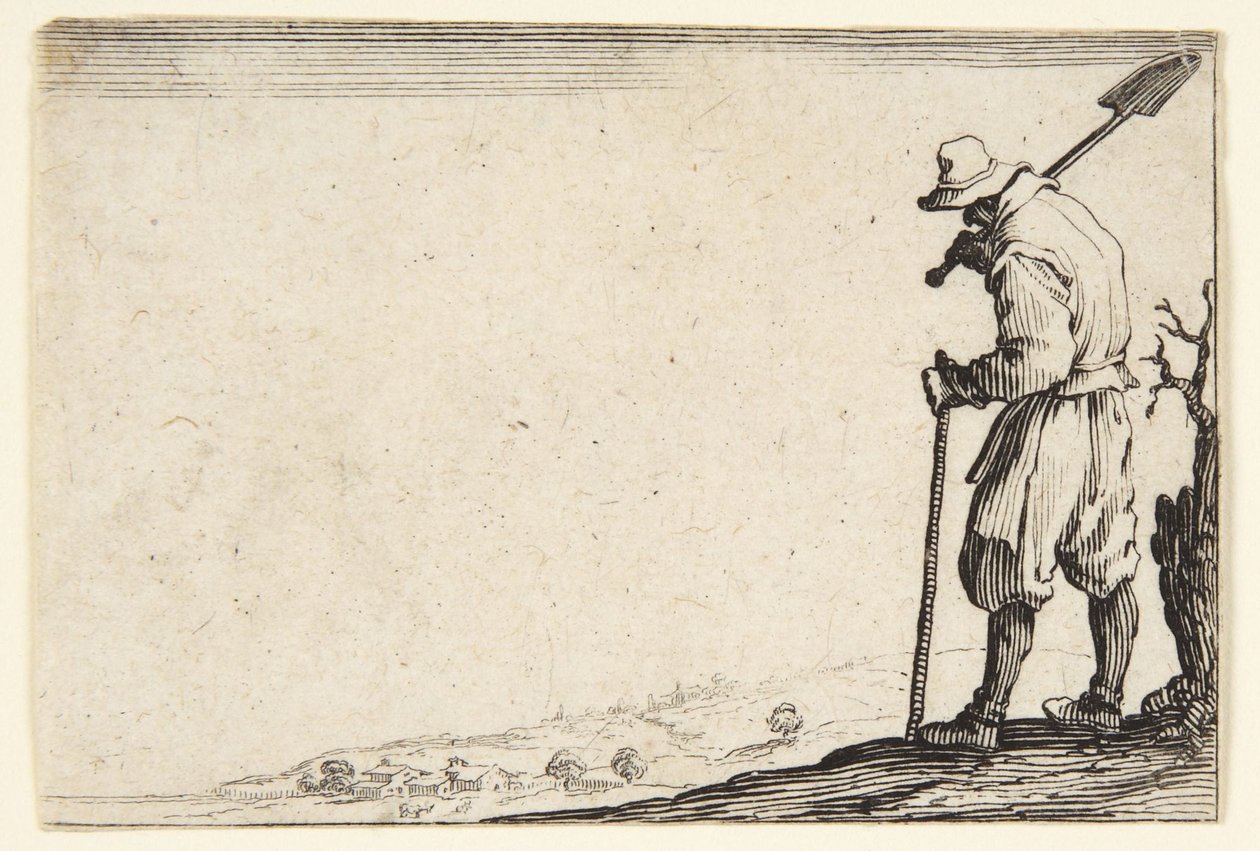 Rolník nesoucí rýč na rameni od Jacques Callot