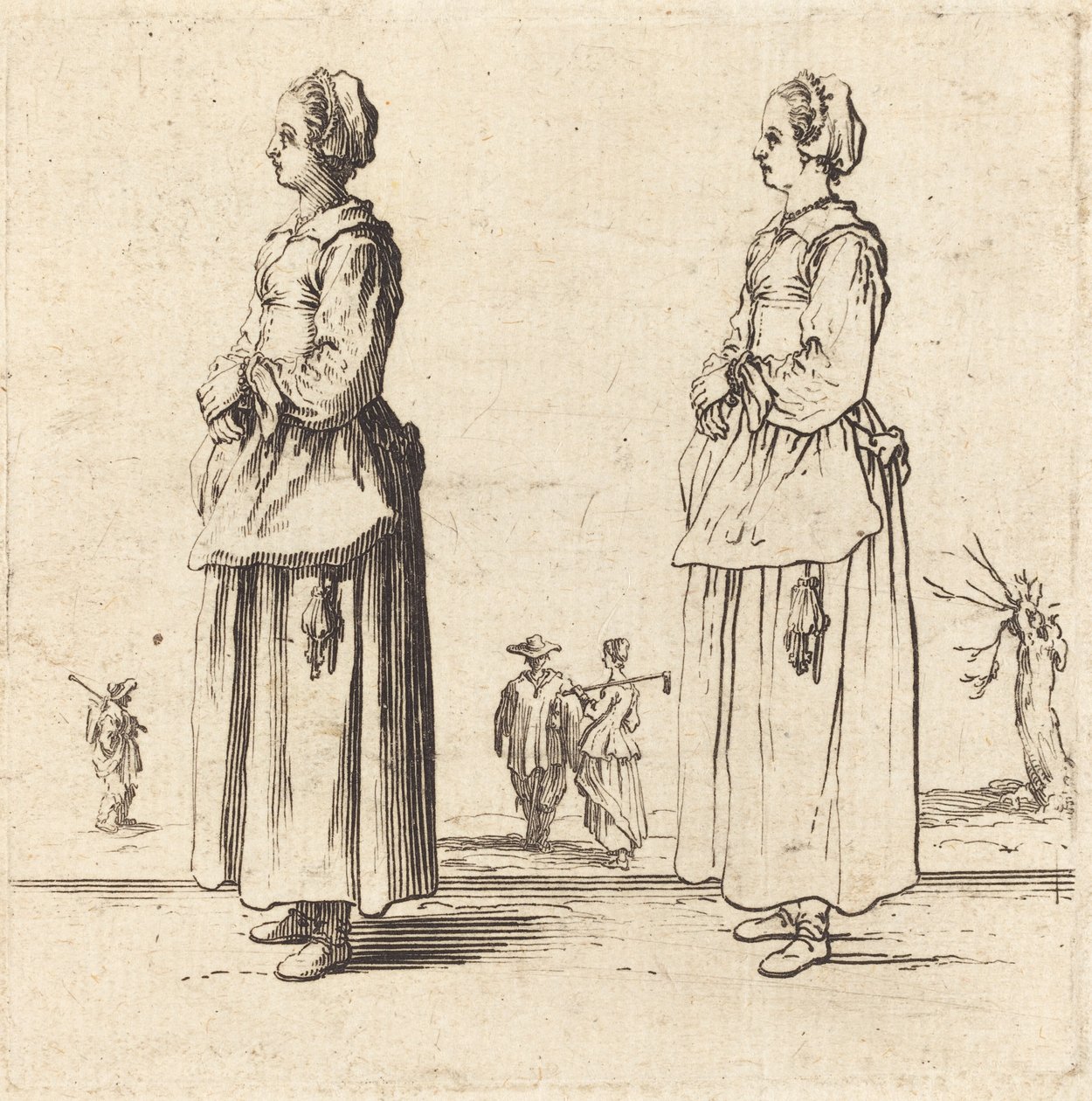 Rolnická žena, v profilu, tváří vlevo od Jacques Callot
