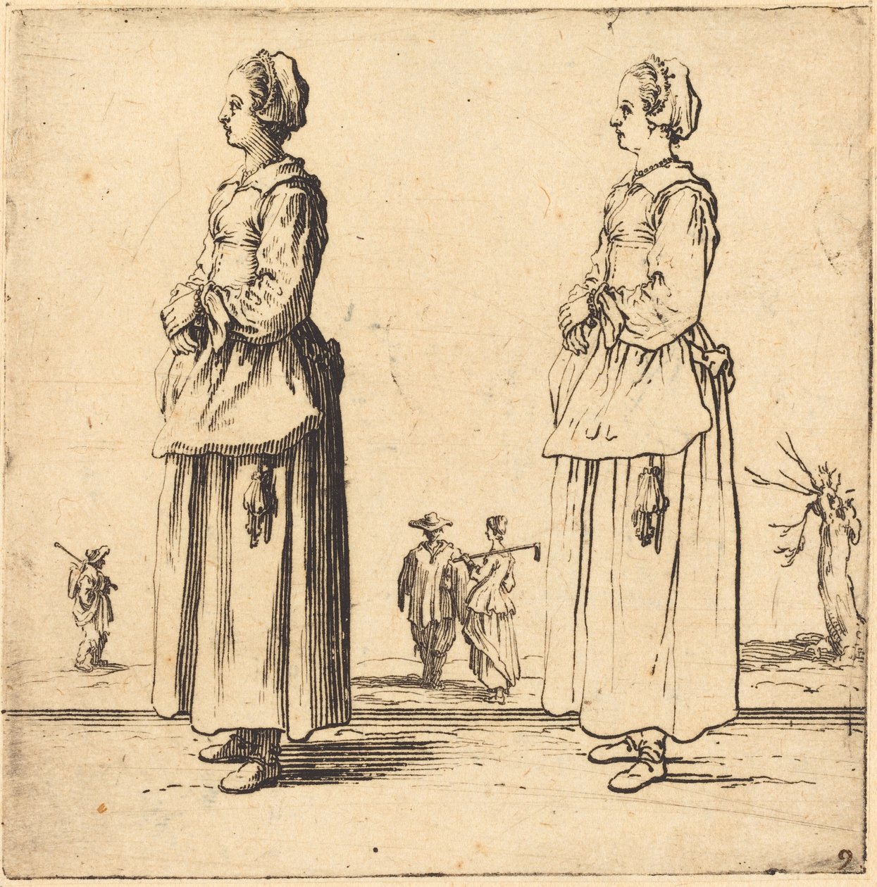 Rolnická žena, v profilu, tváří vlevo od Jacques Callot