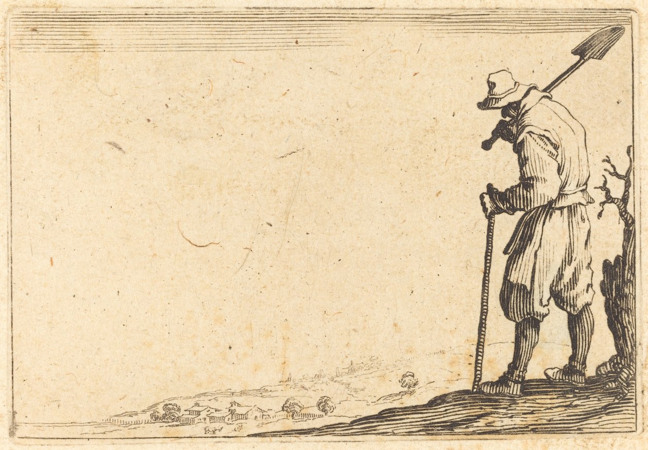Rolník s lopatou na rameni od Jacques Callot