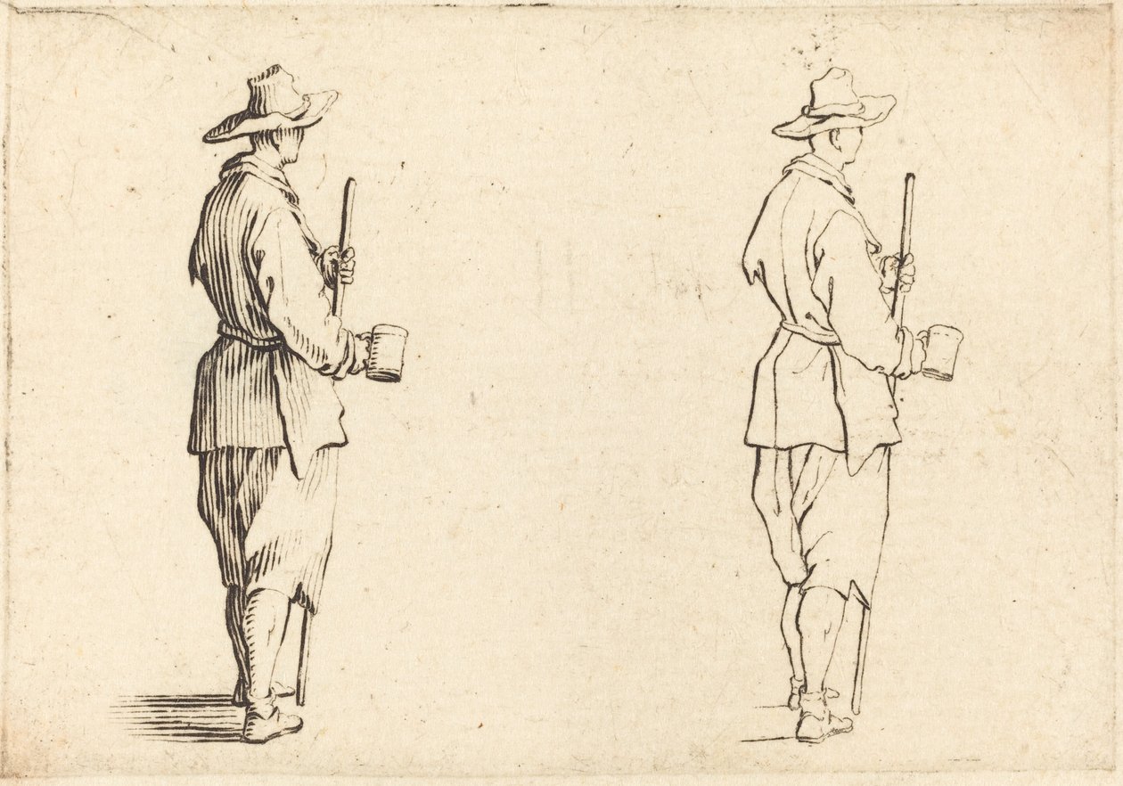 Sedlák s pohárem, c. 1617. od Jacques Callot