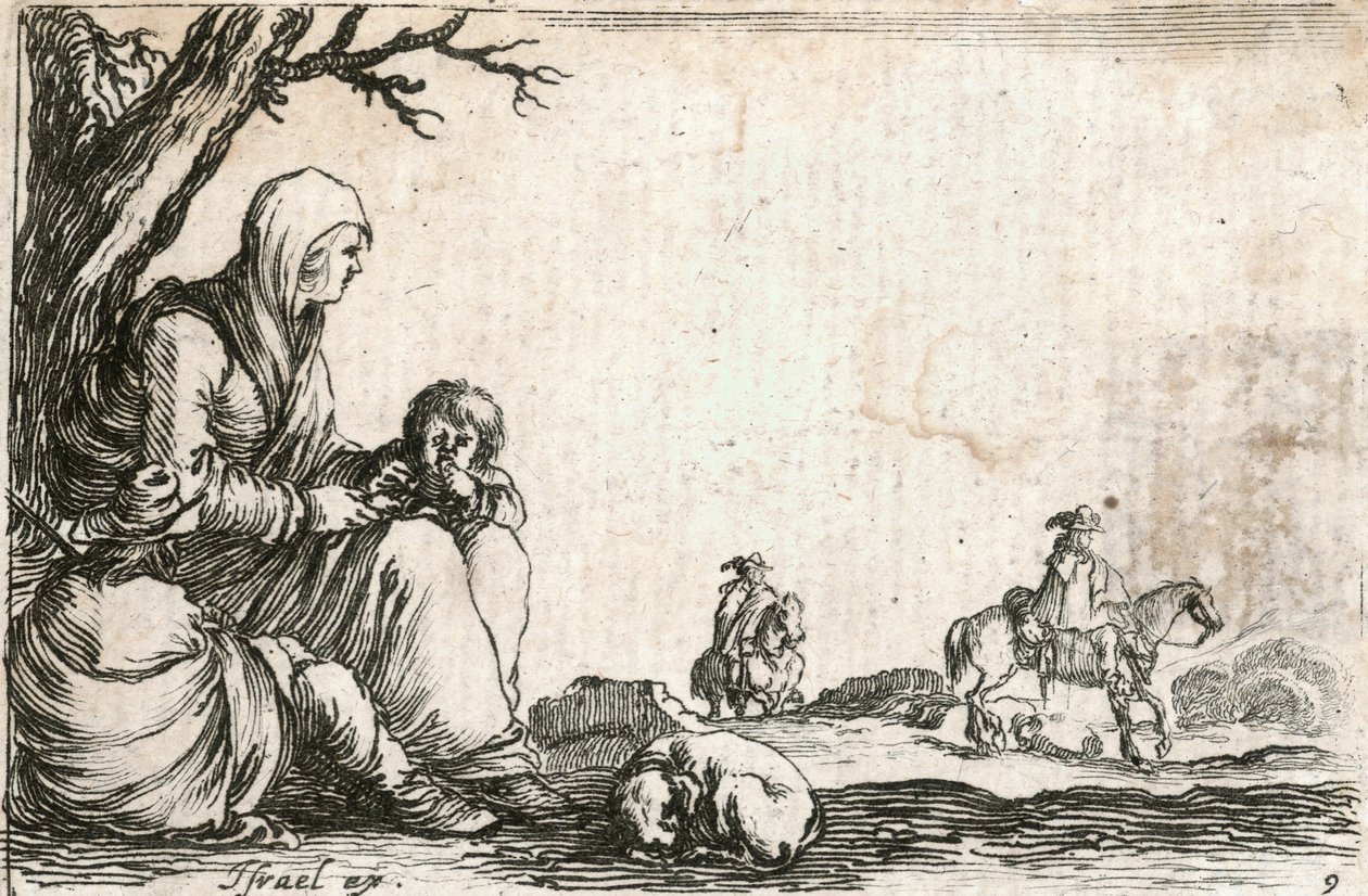 Odpočívající rolnice (rytina) od Jacques Callot