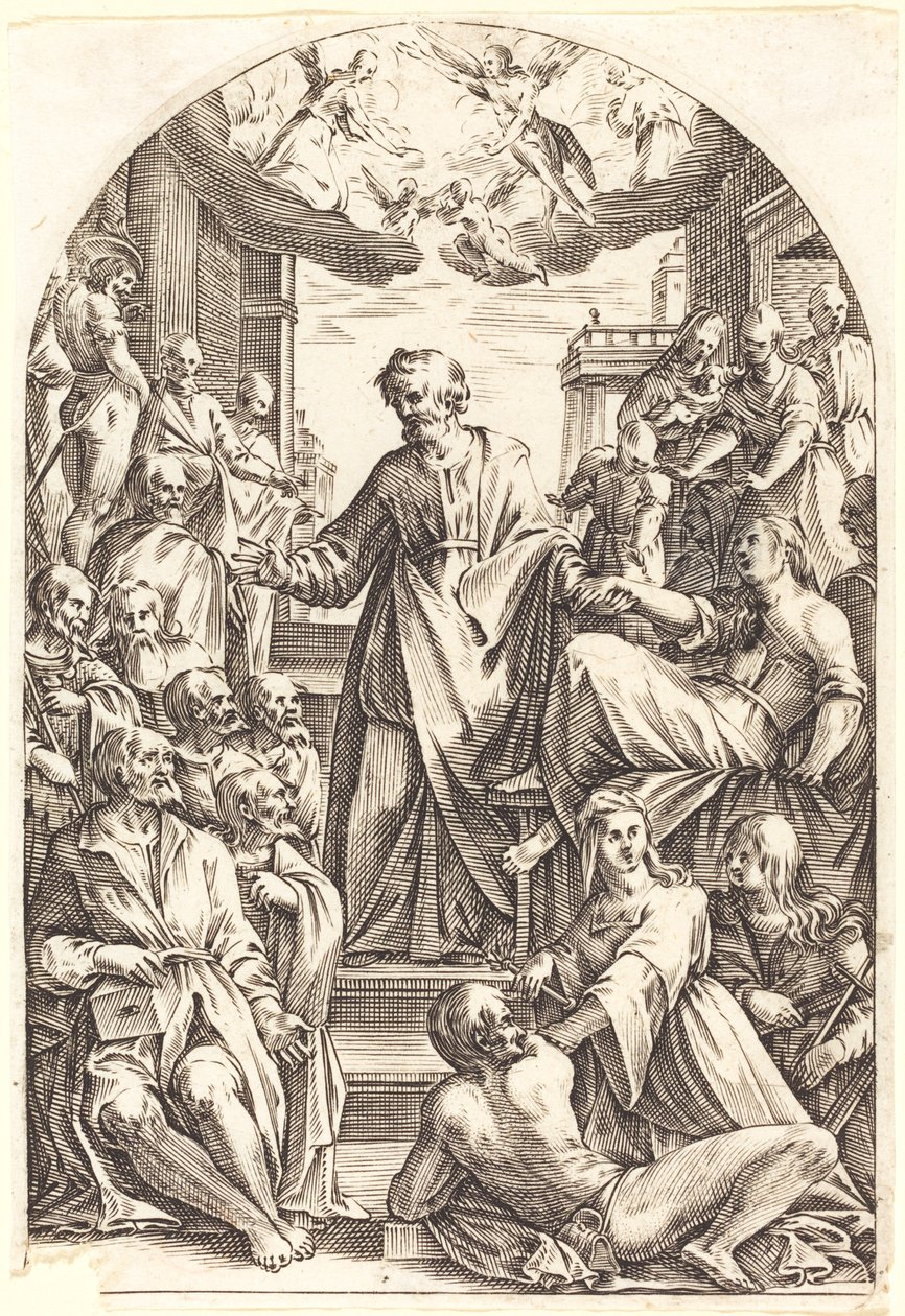 Peter zvedá Tabithu od Jacques Callot