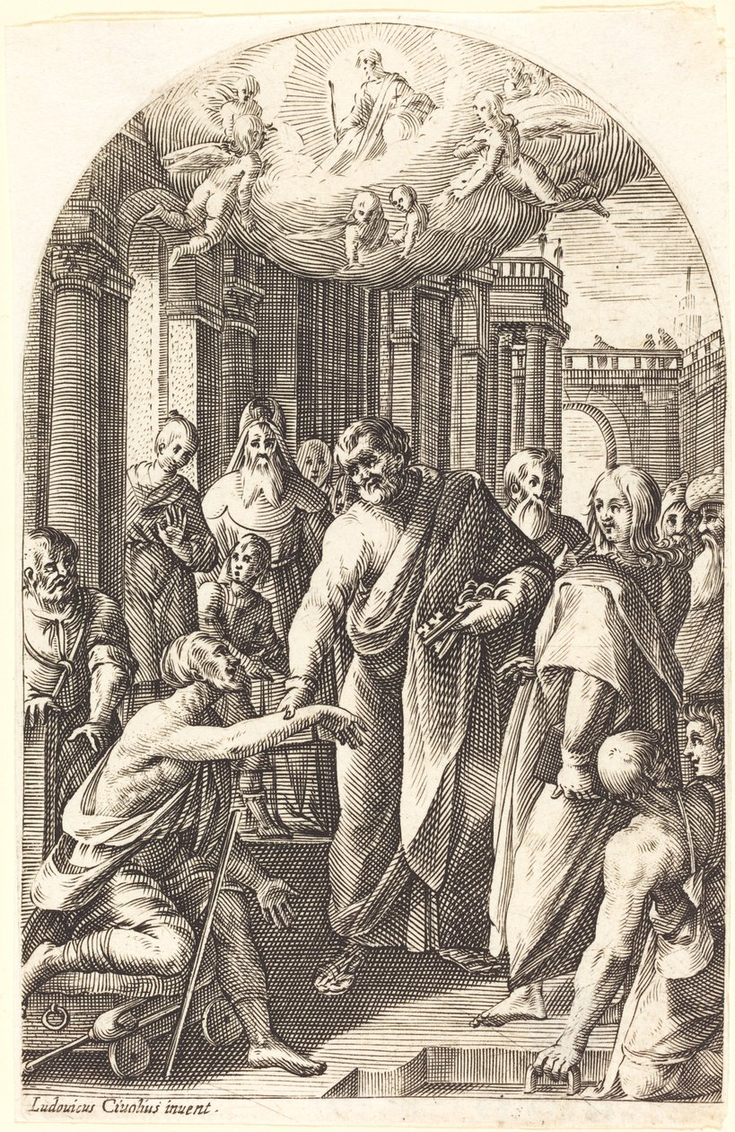 Petr a Jan léčení chromého od Jacques Callot