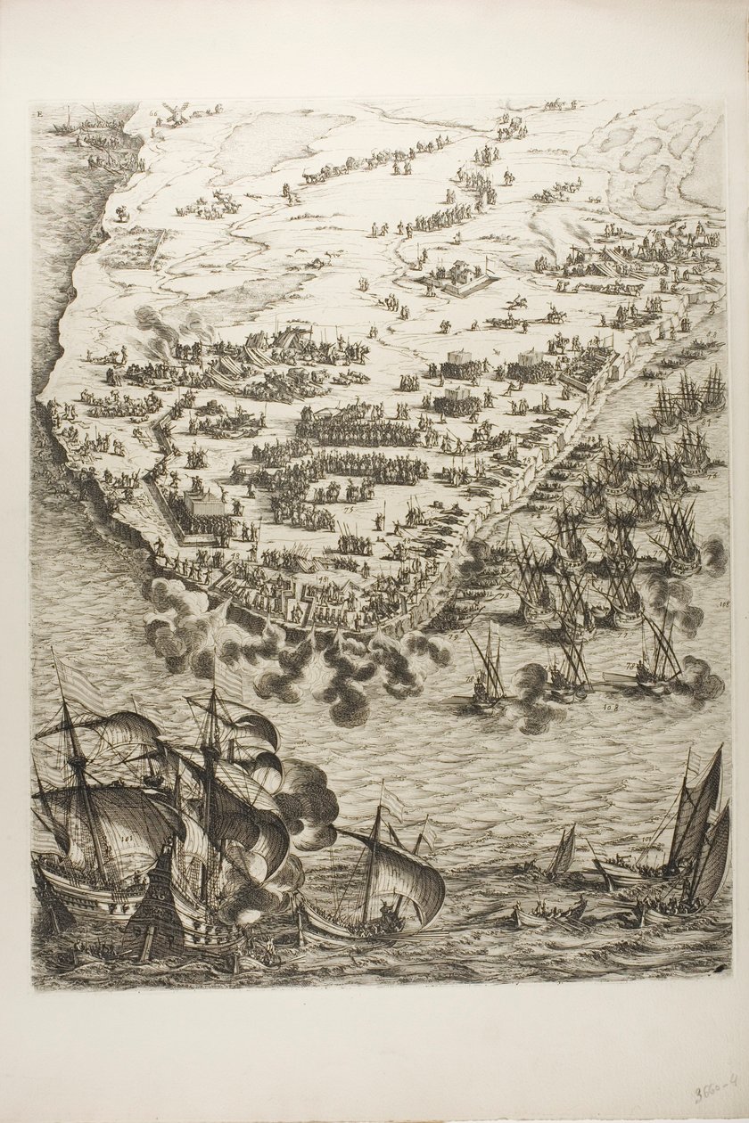 Deska čtyři z Obležení La Rochelle od Jacques Callot