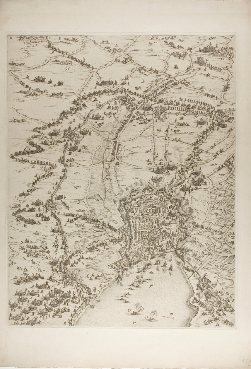 Druhý talíř z Obležení La Rochelle od Jacques Callot