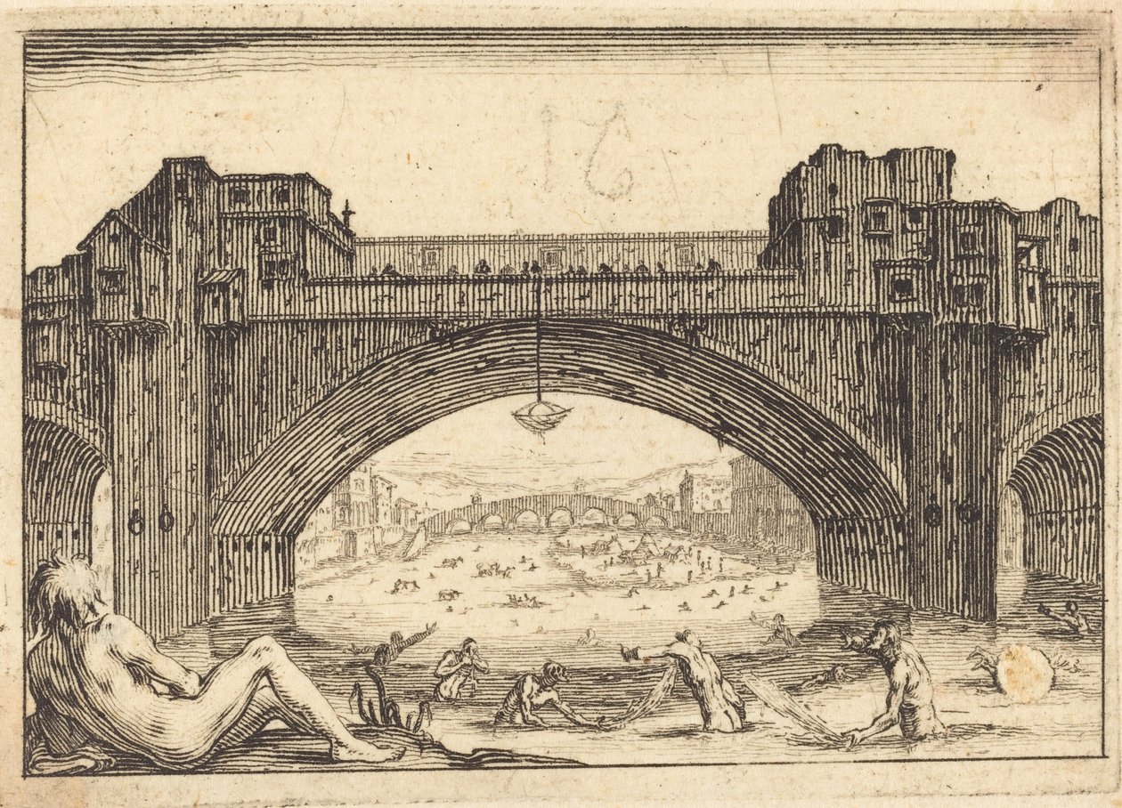Ponte Vecchio, Florencie od Jacques Callot