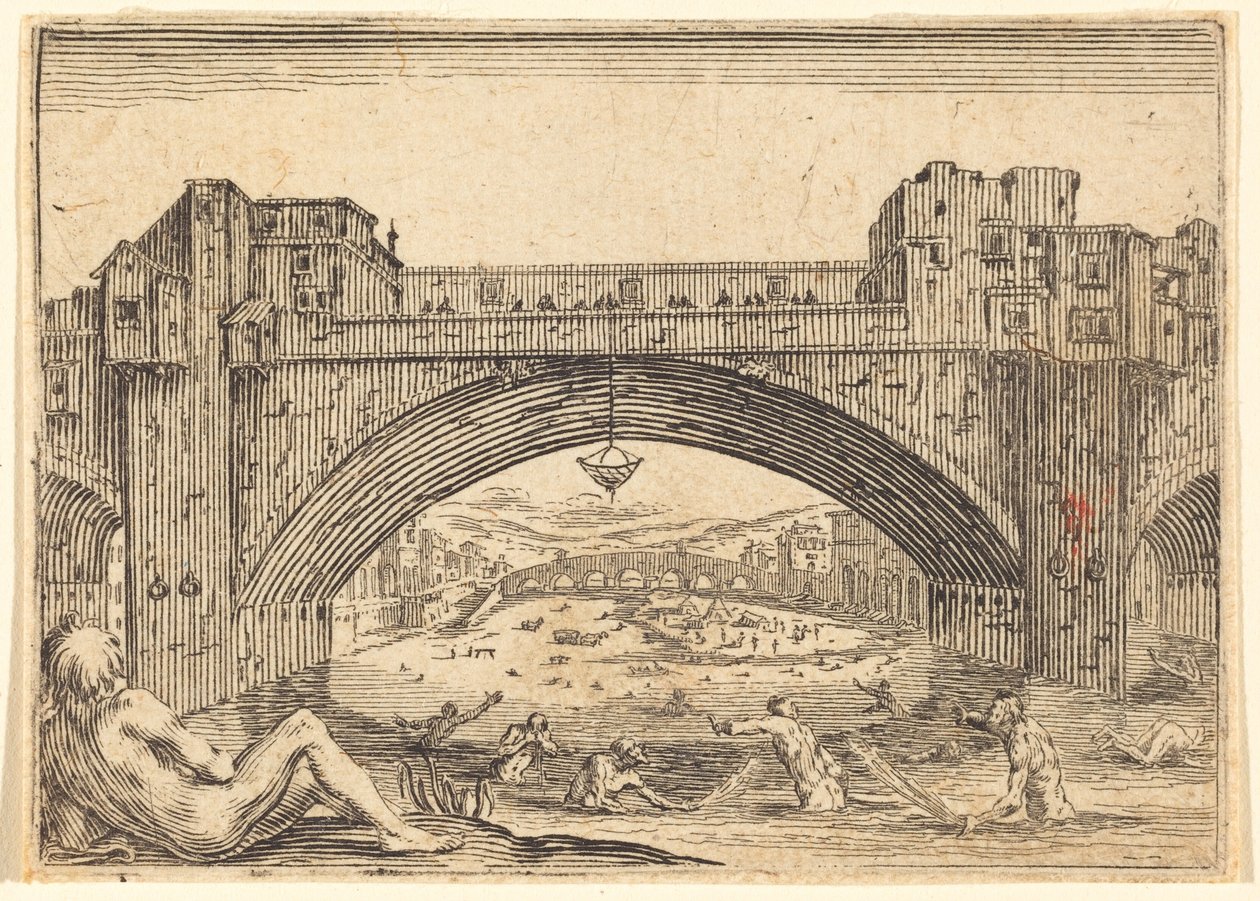Ponte Vecchio, Florencie od Jacques Callot