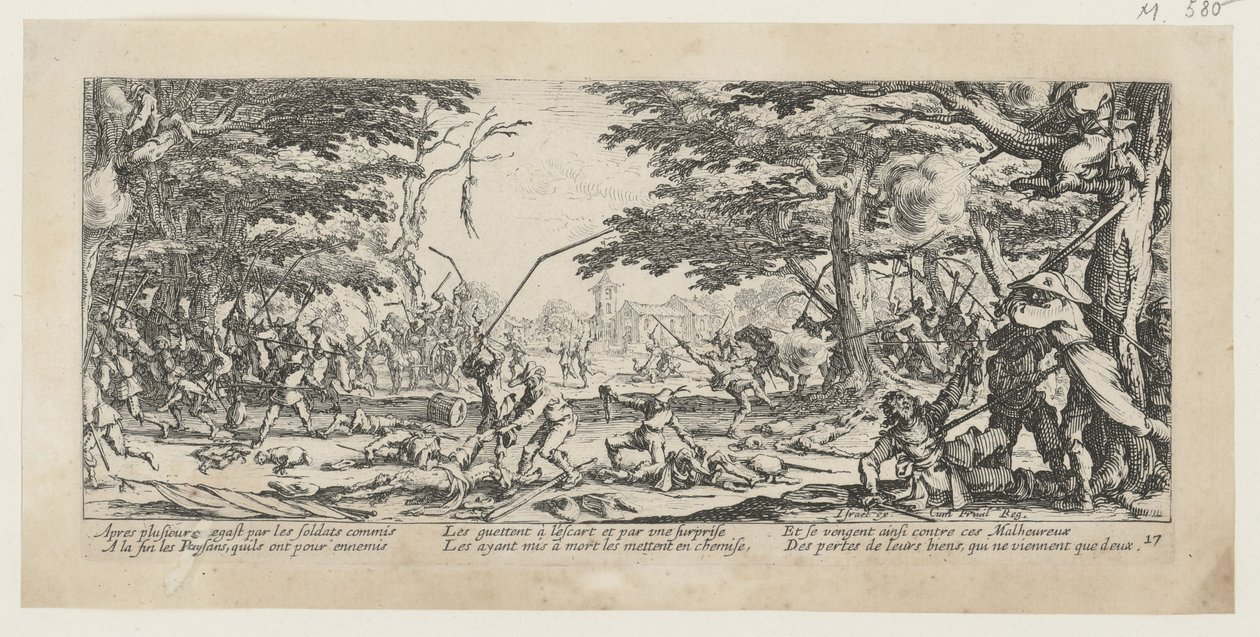 Pomsta rolníků, list 17 ze série „Hrůzy války“ od Jacques Callot