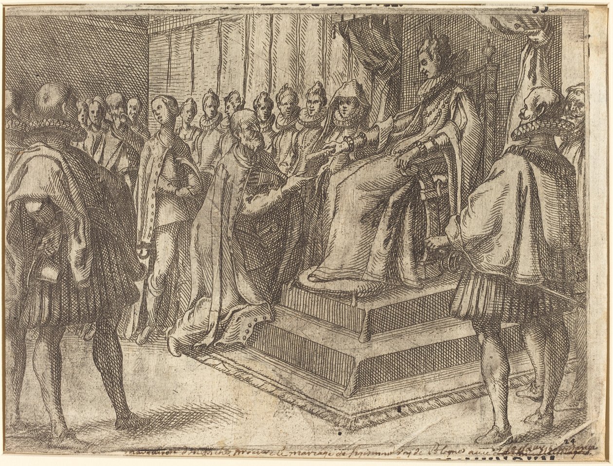 Přijetí vyslance Polska [recto], 1612. od Jacques Callot