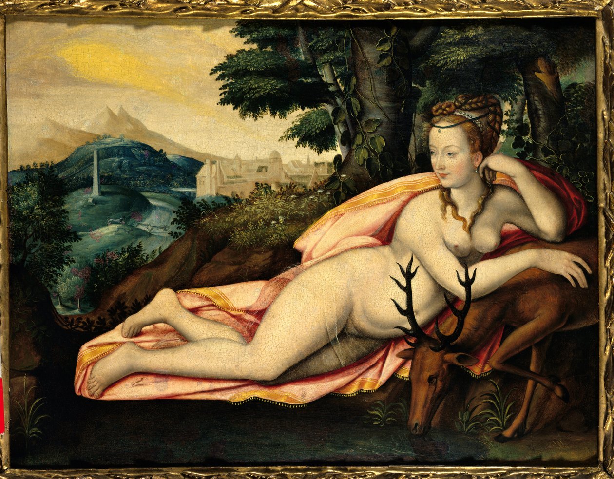 Reprezentace Diane de Poitiers (1499-1566) Lady z Breze, vévodkyně z Valentinois en Diane Obraz Jacquese Callota (1592-1635) 16. století. Senlis, lovecké muzeum od Jacques Callot