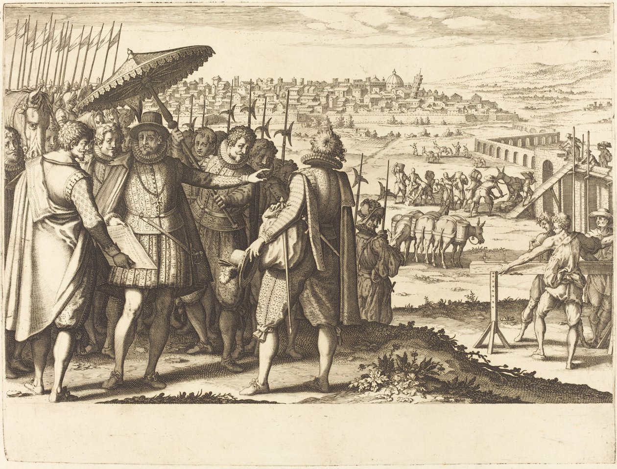 Obnova akvaduktu v Pise, c. 1614. od Jacques Callot