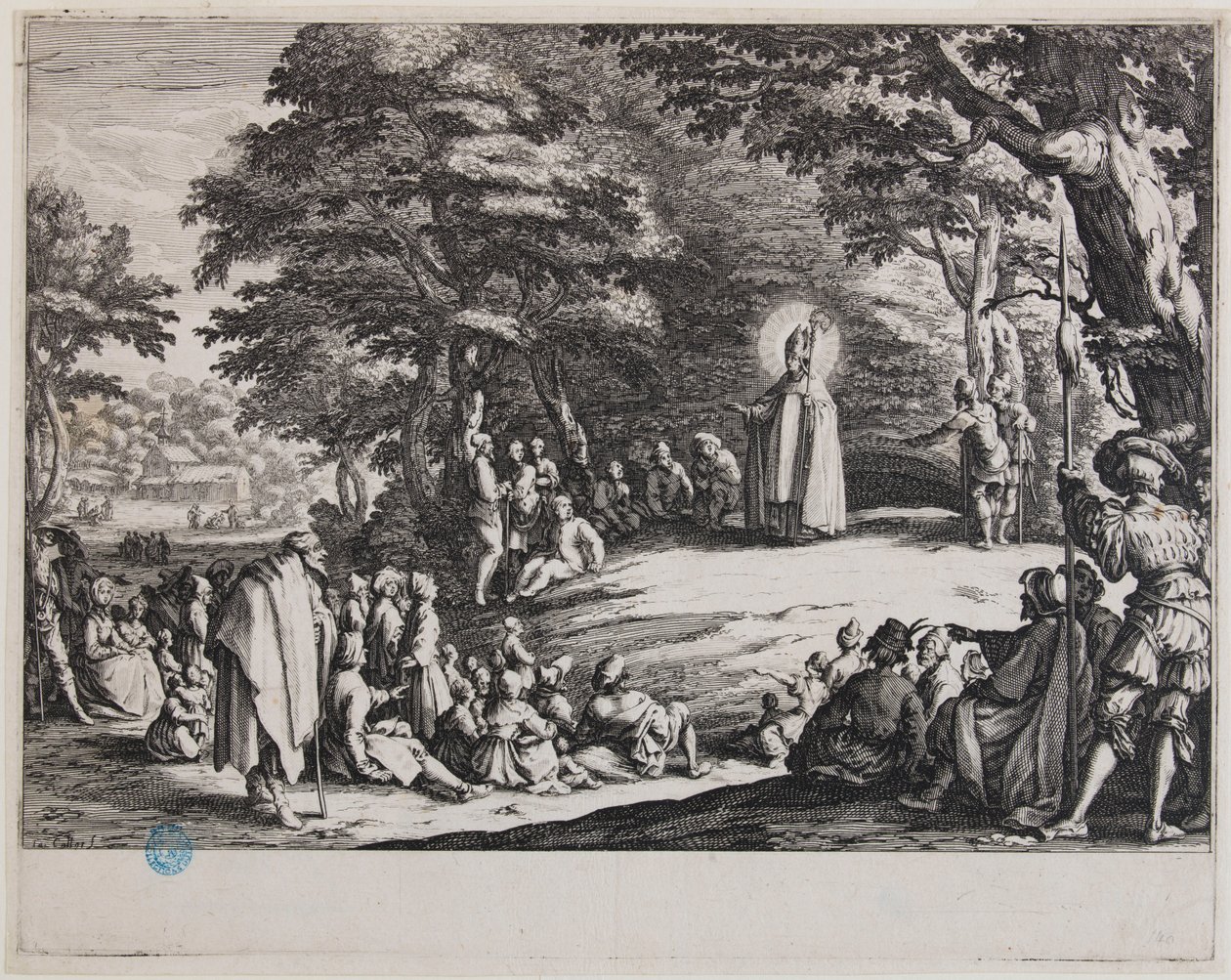 Svatý Admond nebo svatý Mikuláš a svatý Severin (Lieure 406, Meaume 140) od Jacques Callot