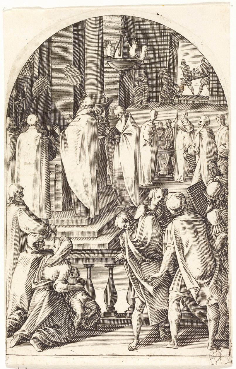Svatý Basileios při slavení mše od Jacques Callot