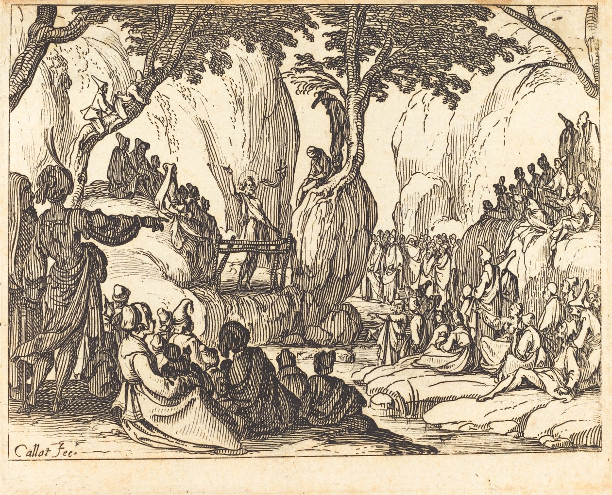 Svatý Jan káže v poušti od Jacques Callot