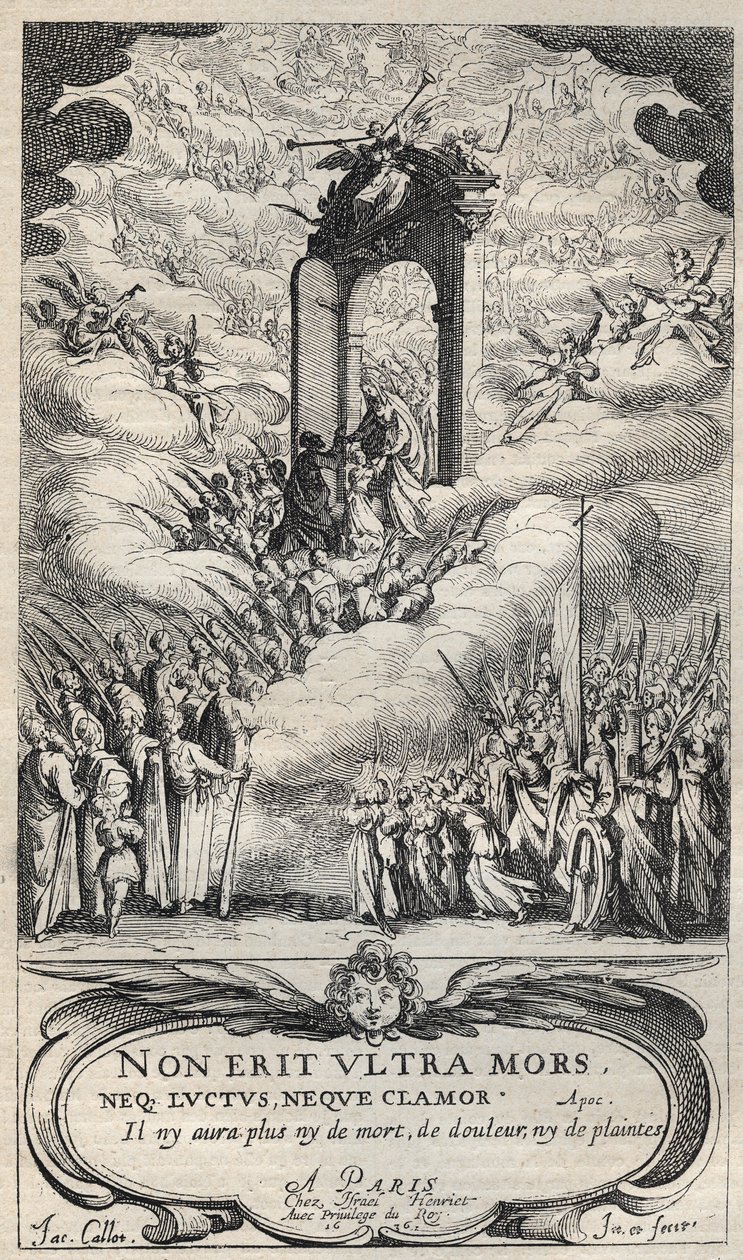 Svatí a svatí spěchající u dveří ráje - kompozice a rytina Jacquese Callota (1592-1635) od Jacques Callot