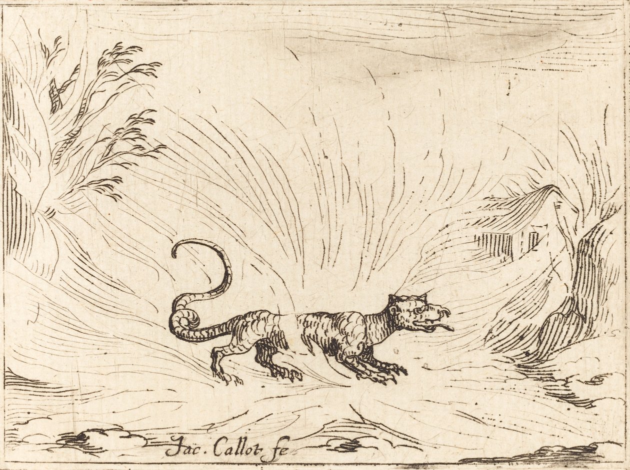Salamander obklopený plameny od Jacques Callot