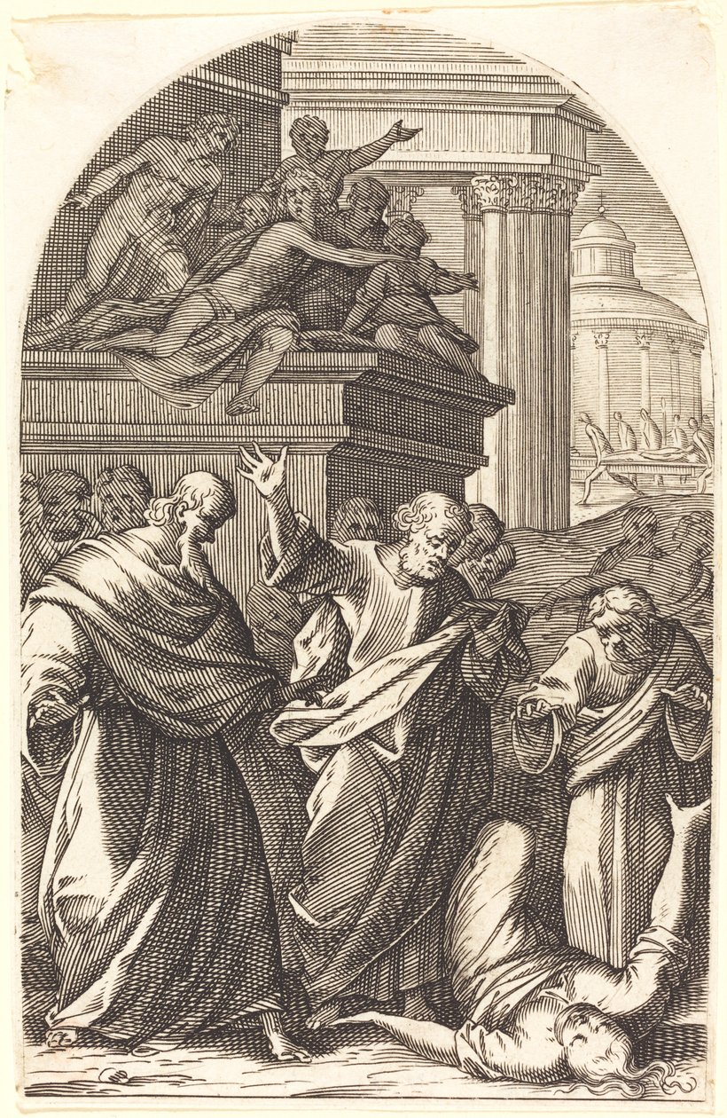 Sapphira potrestaná smrtí, 16081611. od Jacques Callot
