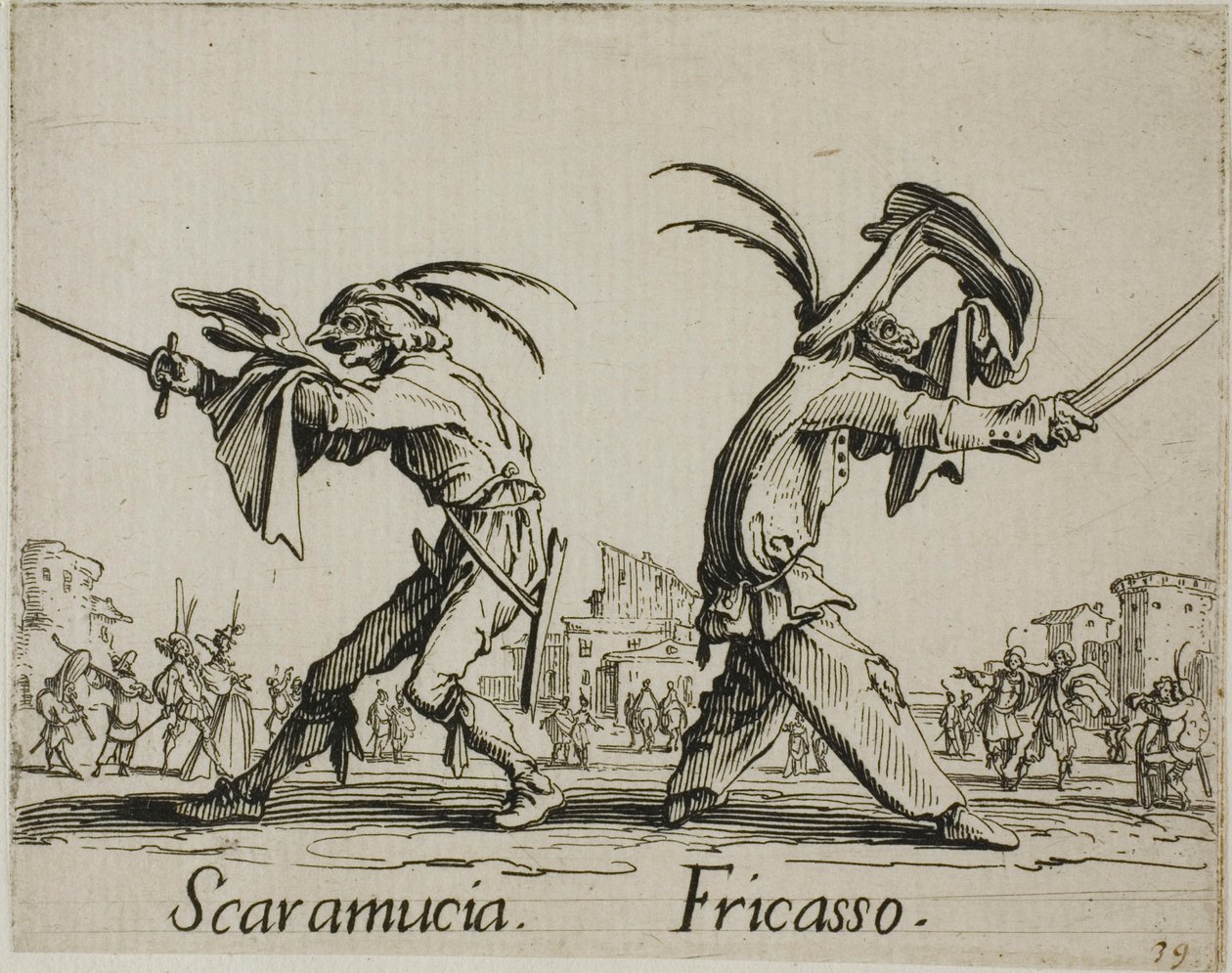 Scaramuccia - Fricasso, talíř 11 od Balli di Sfessania od Jacques Callot