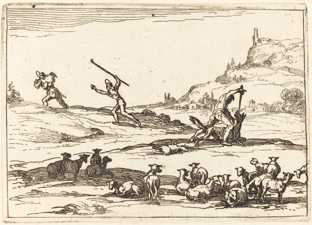 Pastýři brání svá stáda od Jacques Callot