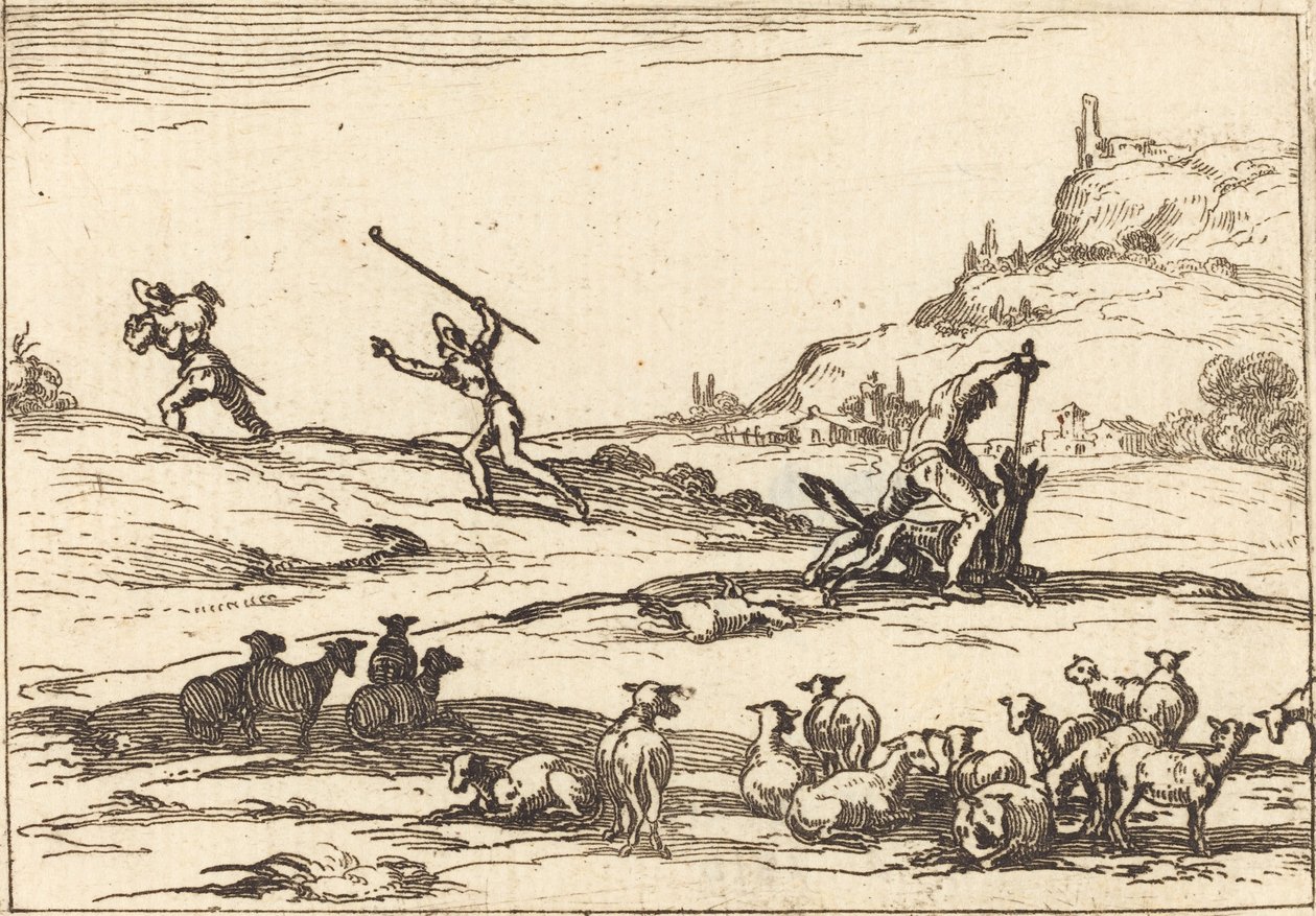 Pastýři brání svá stáda od Jacques Callot