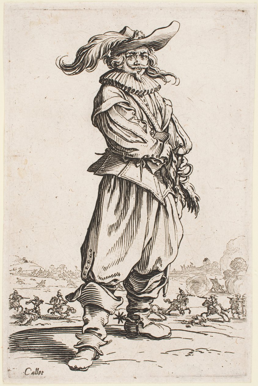 Voják v opeřeném klobouku ze série „The Nobility of Lorraine“ od Jacques Callot