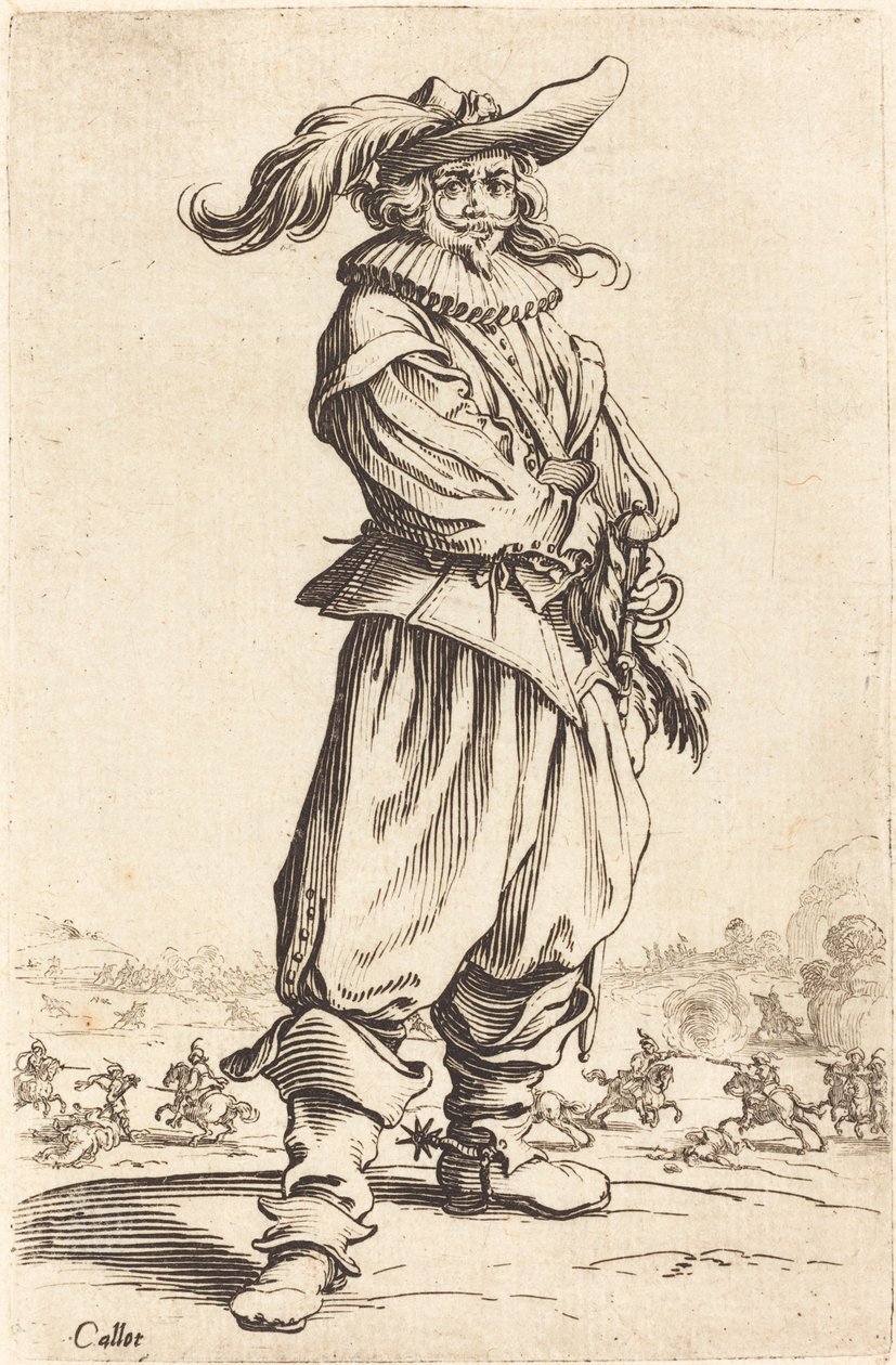Voják s opeřeným kloboukem od Jacques Callot