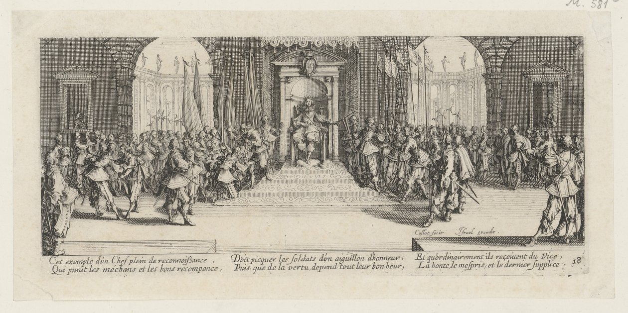 Udělení žoldu, list 18 ze série „Hrůzy války“ od Jacques Callot