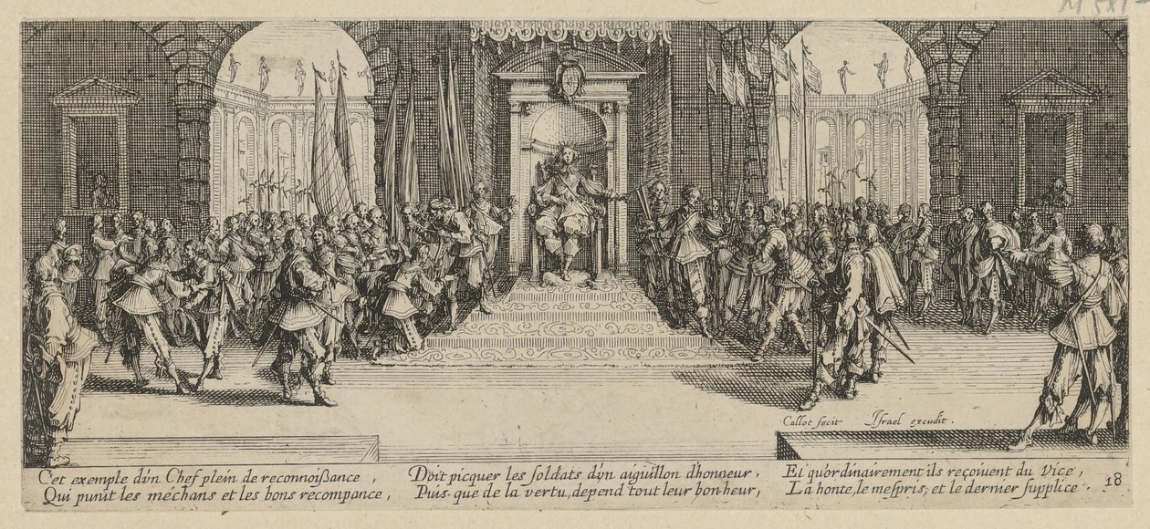 Udělení žoldu, list 18 ze série „Hrůzy války“ od Jacques Callot